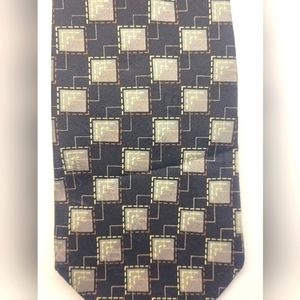 Men’s Perry Ellis Portfolio Neck Tie Checkered Squares 100% Silk Made In USA